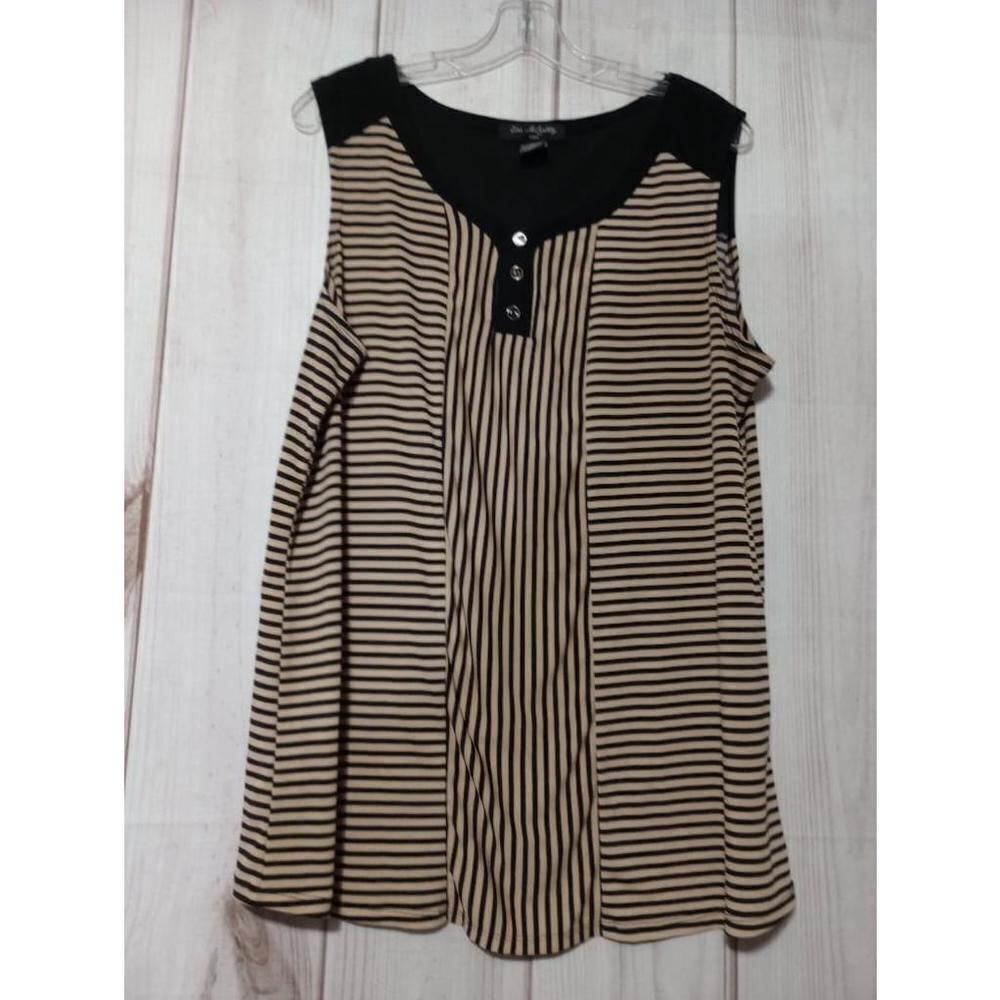 Elie Mccarthy Shirt Ladies 1x‎ sleeveless Black Tan